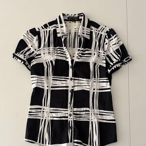 Express Black and White Geometric Shirt